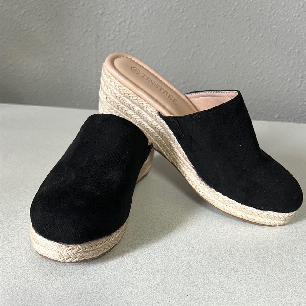 Tinstree Black Suede Mules with Rounded Toe - Picture 4 of 6